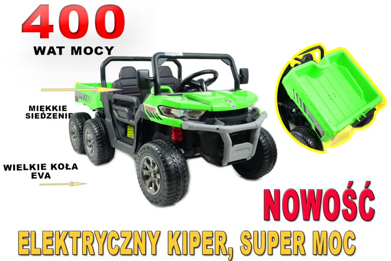 BUGGY 6 KOŁOWY DLA 2 DZIECI, ELEKTRYCZNA WYWROTKA, MIĘKKIE KOŁA, MIĘKKIE SIEDZENIE, 400 WAT/XMX623B - obrazek 13