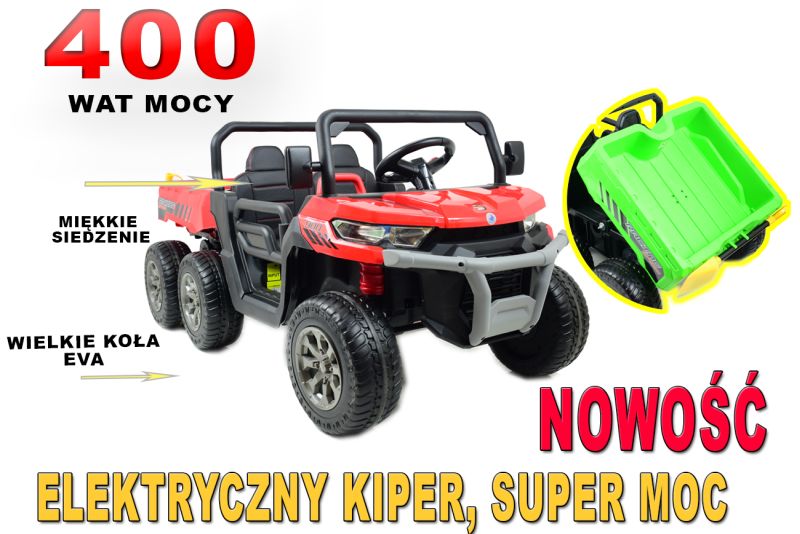 BUGGY 6 KOŁOWY DLA 2 DZIECI, ELEKTRYCZNA WYWROTKA, MIĘKKIE KOŁA, MIĘKKIE SIEDZENIE, 400 WAT/XMX623B - obrazek 4