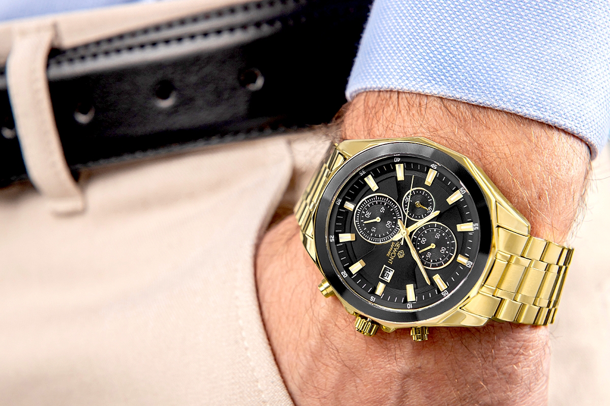 Zegarek Męski Giewont Chronograph Sapphire Złoto Czarny GW7290-B4 - obrazek 3