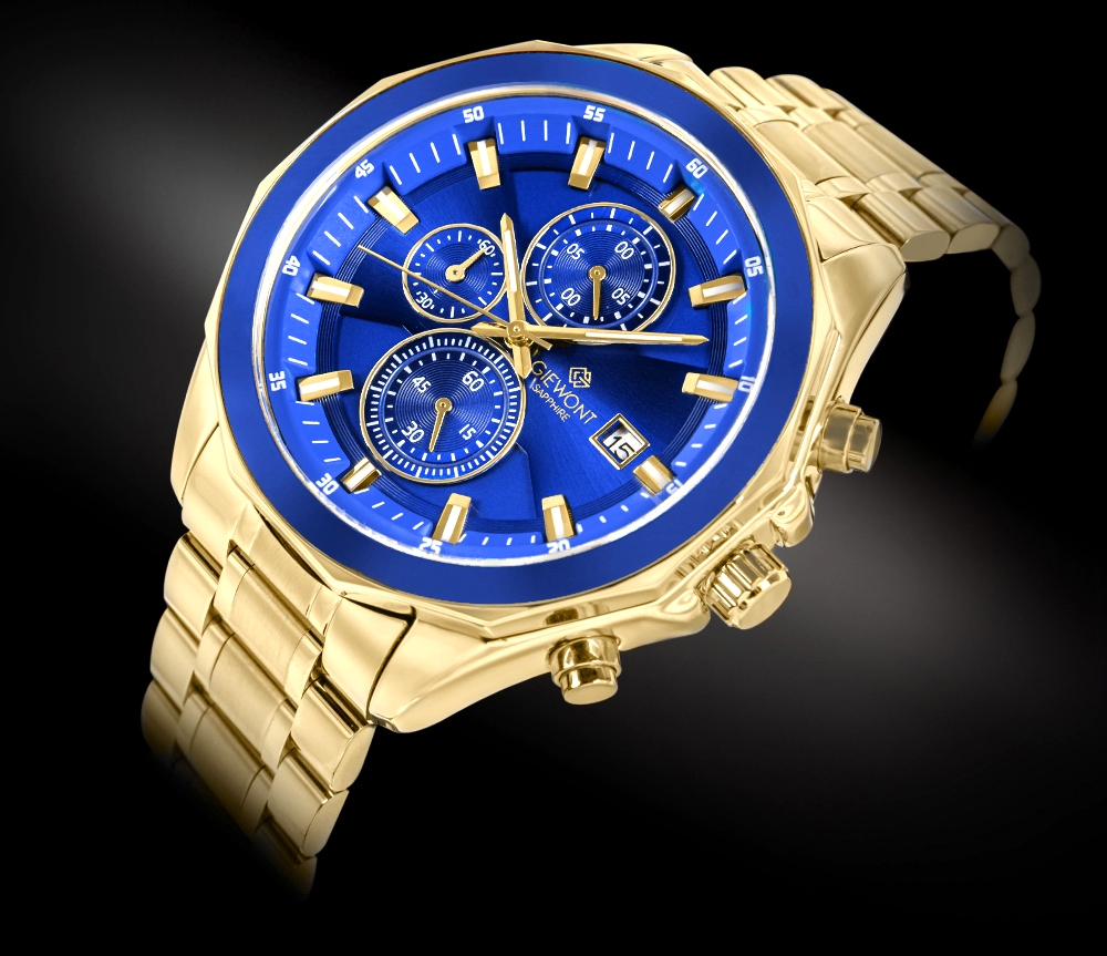 Zegarek Męski Giewont Chronograph Sapphire Złoto Niebieski GW7290-B6 - obrazek 2