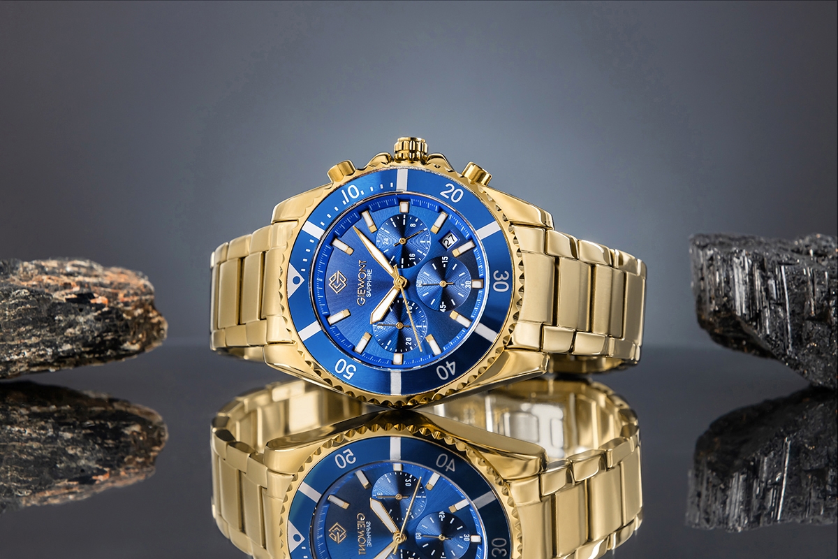 Zegarek Męski Giewont Chronograph Sapphire Złoto Niebieski GW3970-B6 - obrazek 5