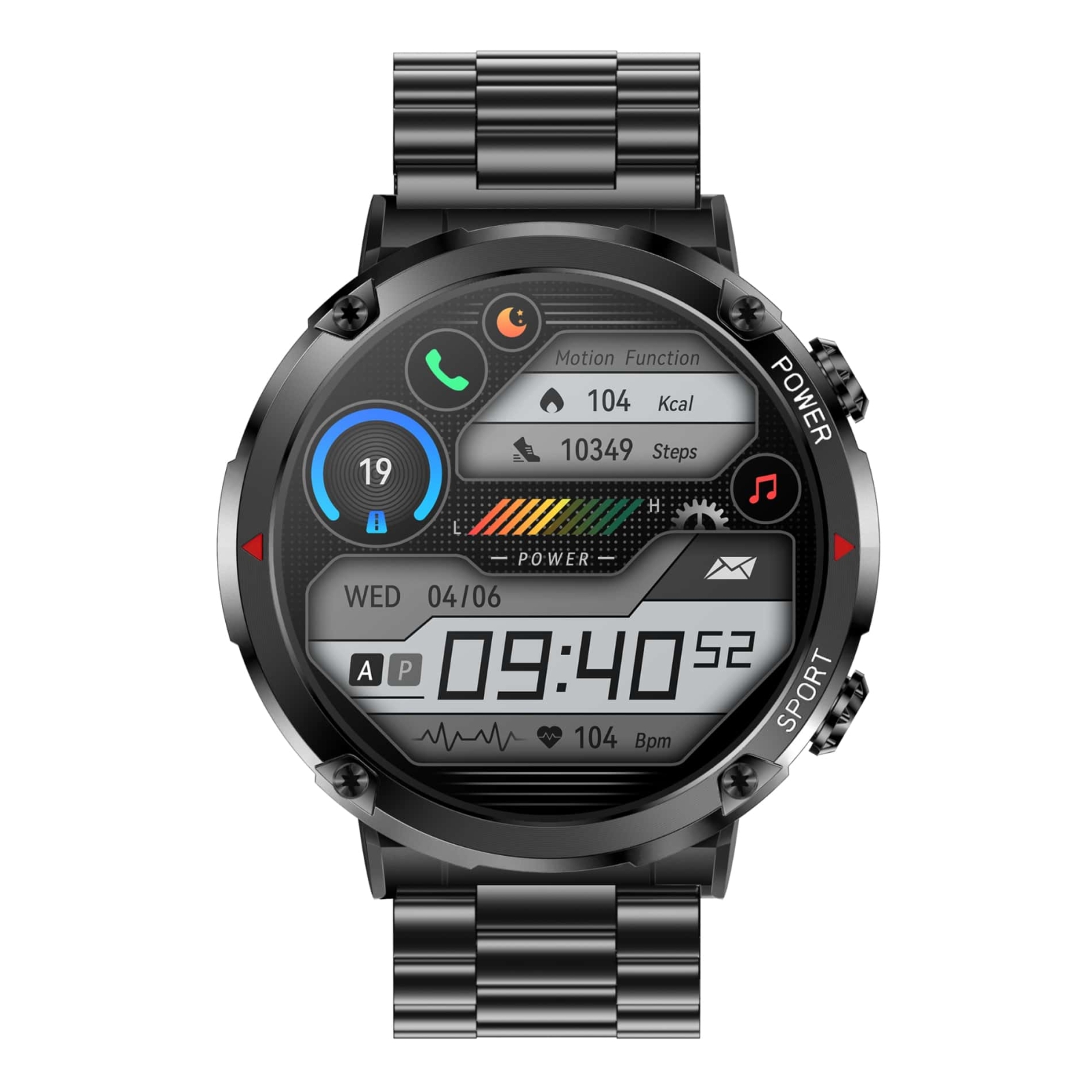 Smartwatch Gravity GT21-1+ Czarny Pasek Silikonowy - obrazek 4