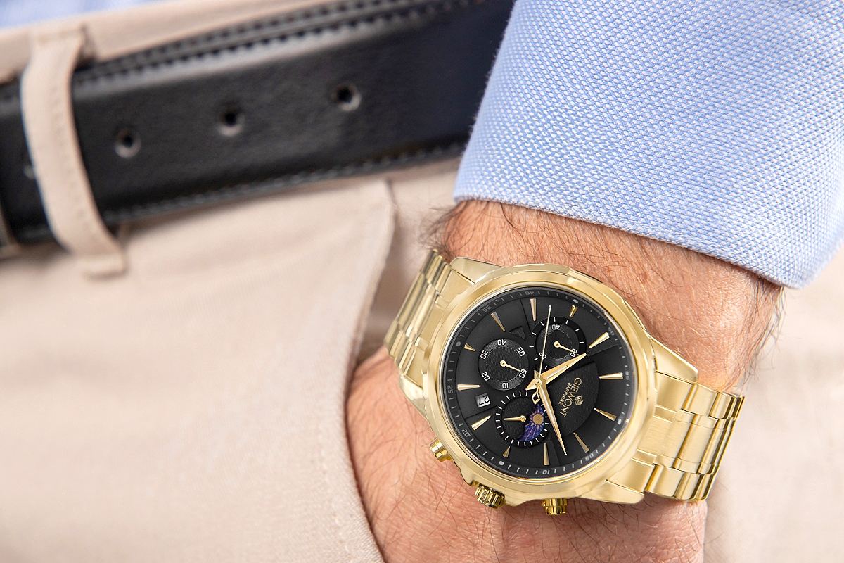 Zegarek Męski Giewont Chronograph Sapphire Złoto Czarny GW9460-B4 - obrazek 4