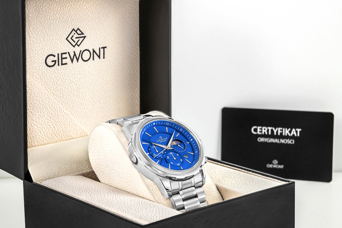 Zegarek Męski Giewont Chronograph Sapphire Srebrno Niebieski GW9460-B3 - obrazek 7
