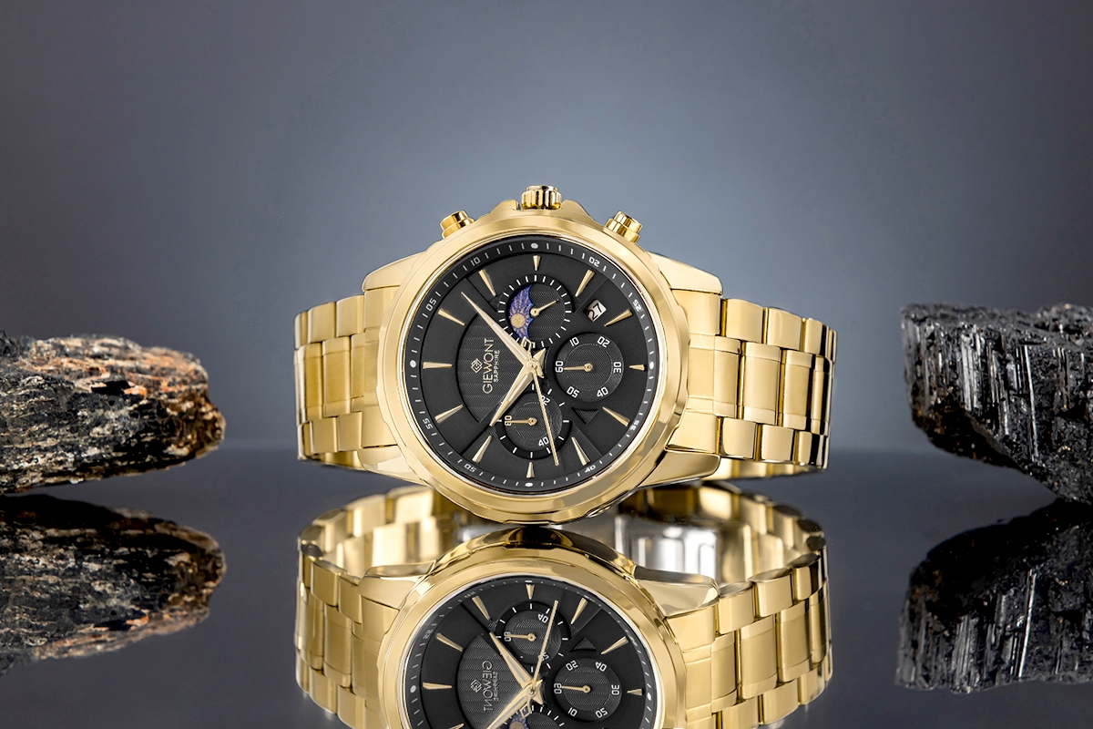 Zegarek Męski Giewont Chronograph Sapphire Złoto Czarny GW9460-B4 - obrazek 5