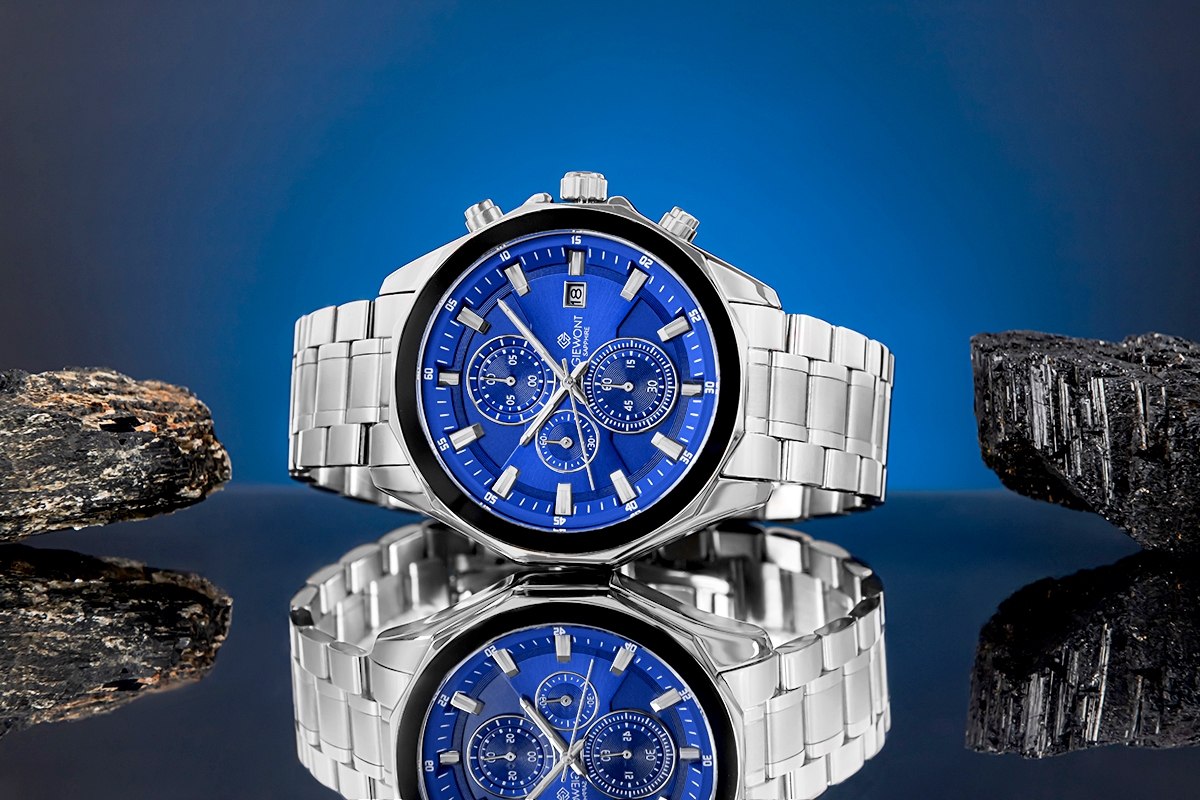 Zegarek Męski Giewont Chronograph Sapphire Srebrno Niebieski GW7290-B3 - obrazek 5