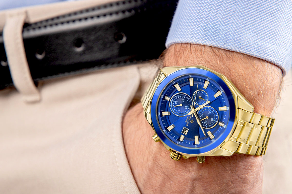 Zegarek Męski Giewont Chronograph Sapphire Złoto Niebieski GW7290-B6 - obrazek 3