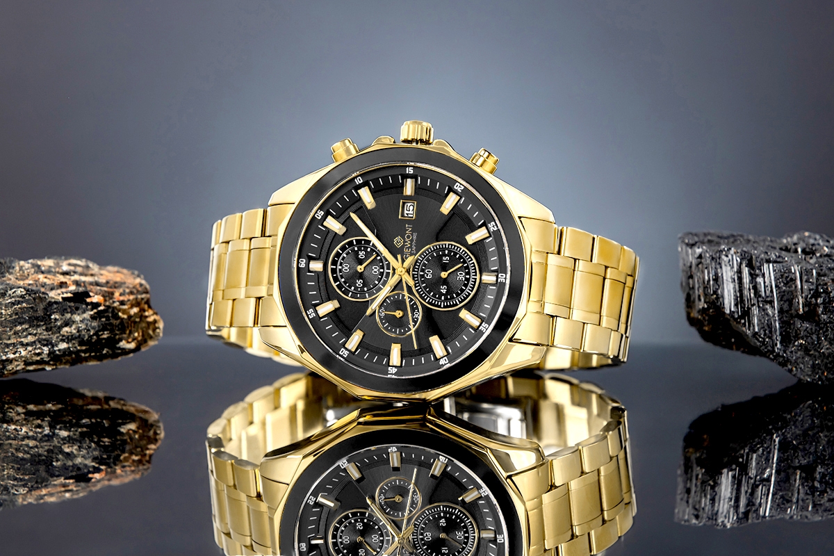 Zegarek Męski Giewont Chronograph Sapphire Złoto Czarny GW7290-B4 - obrazek 5