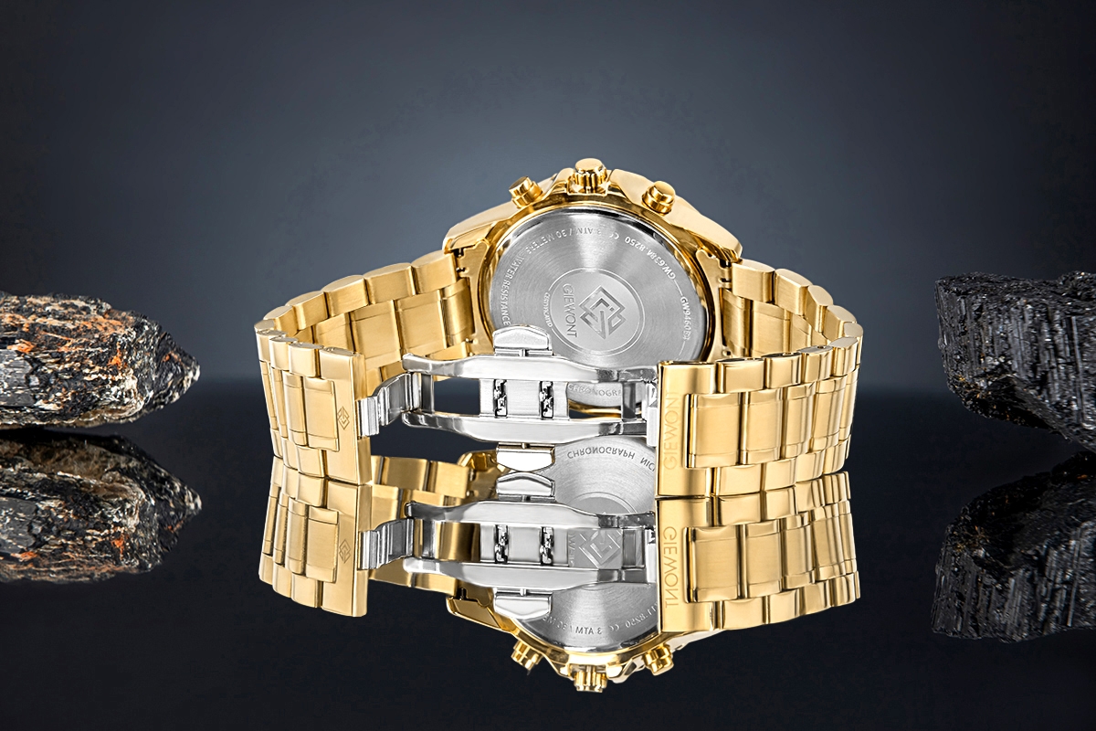 Zegarek Męski Giewont Chronograph Sapphire Złoto Czarny GW9460-B4 - obrazek 6