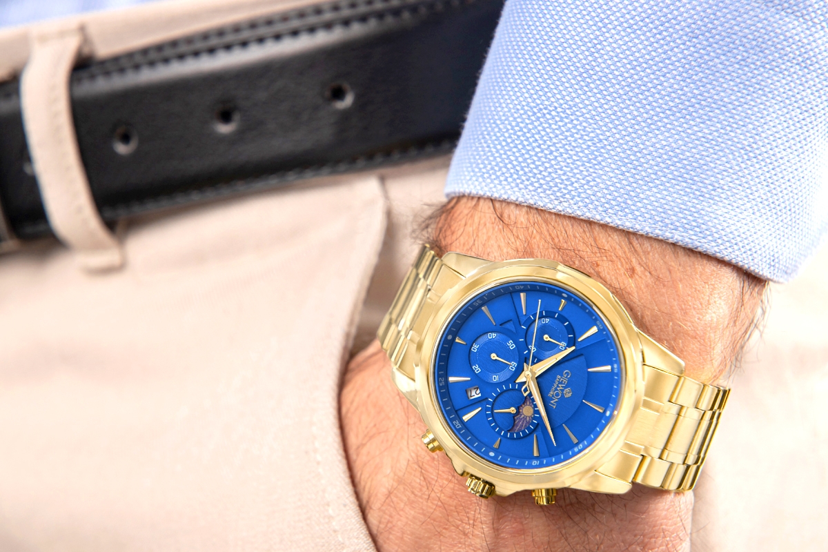 Zegarek Męski Giewont Chronograph Sapphire Złoto Niebieski GW9460-B5 - obrazek 5