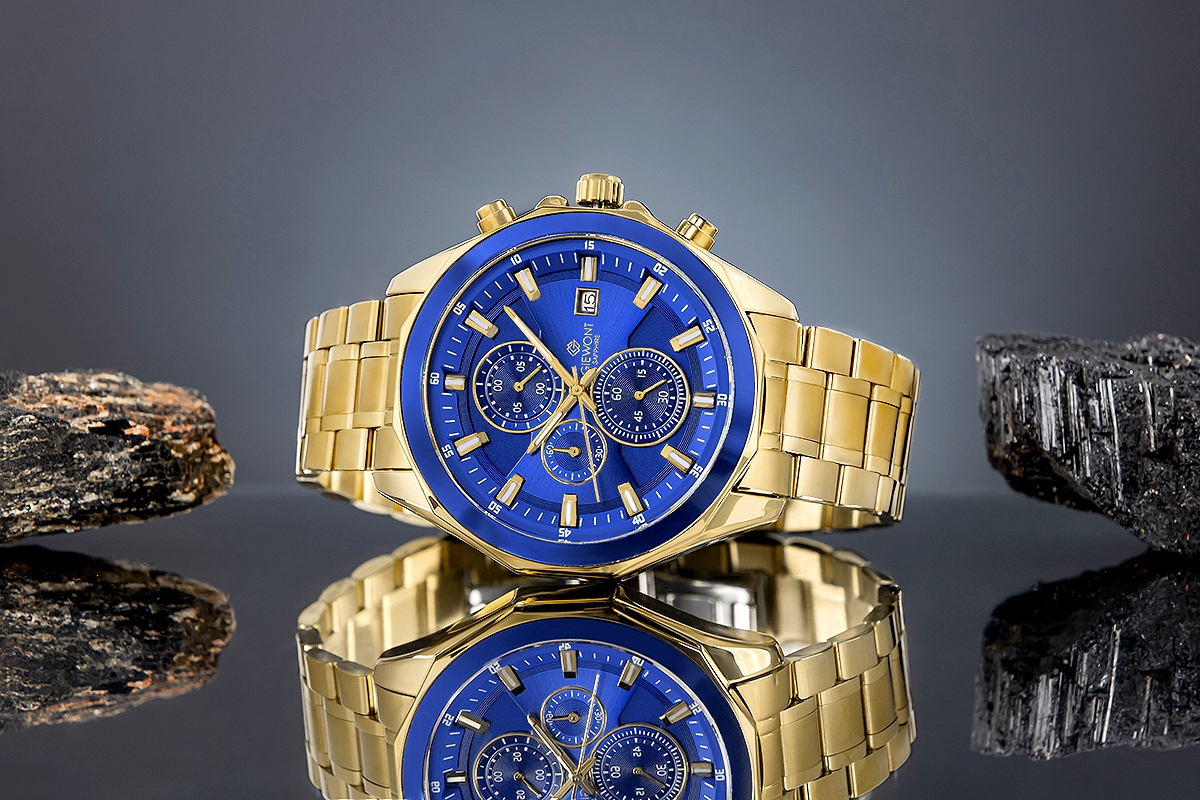 Zegarek Męski Giewont Chronograph Sapphire Złoto Niebieski GW7290-B6 - obrazek 5