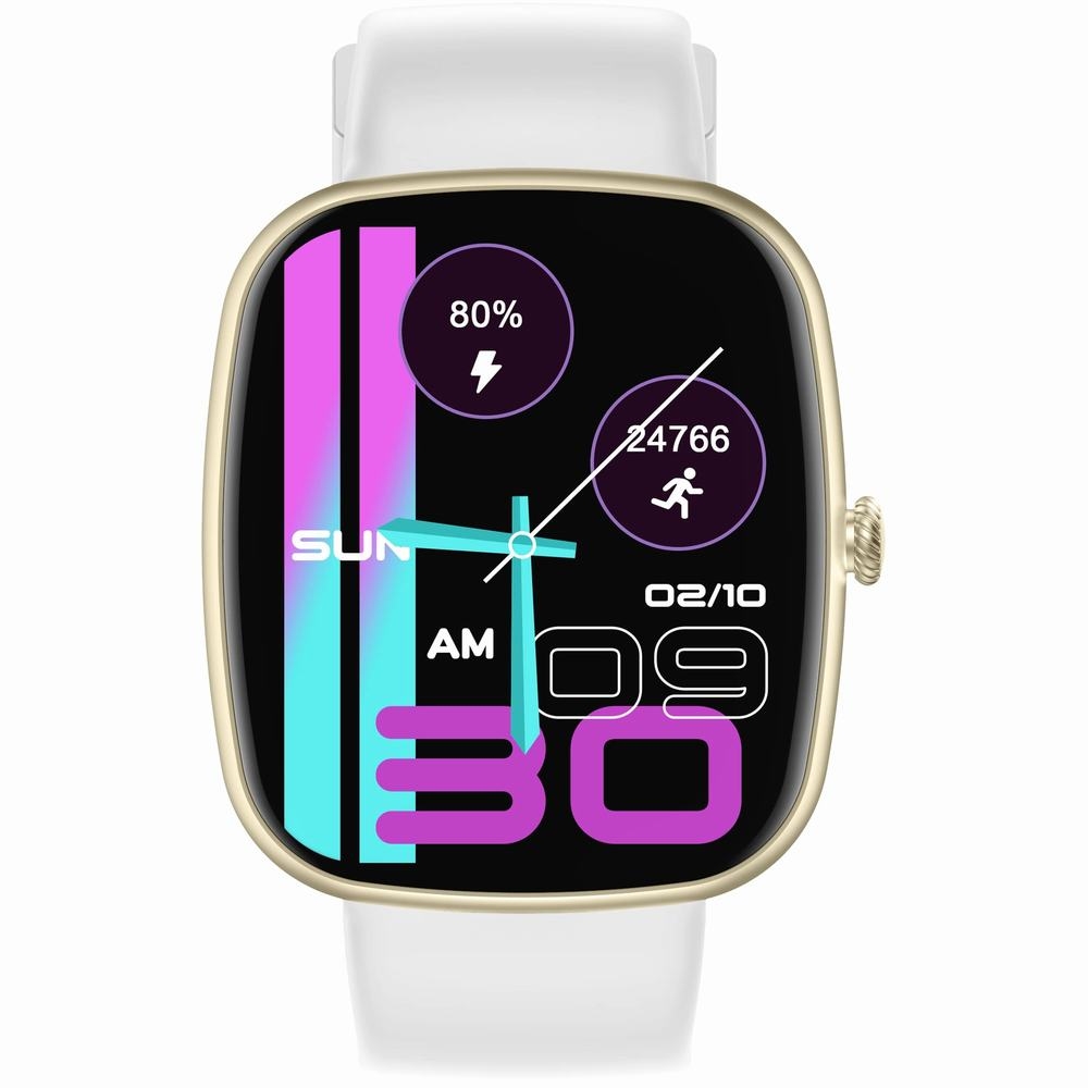 Smartwatch Damski GRAVITY GT18-8 Beżowy Pasek Silikonowy + Biały Pasek - obrazek 2