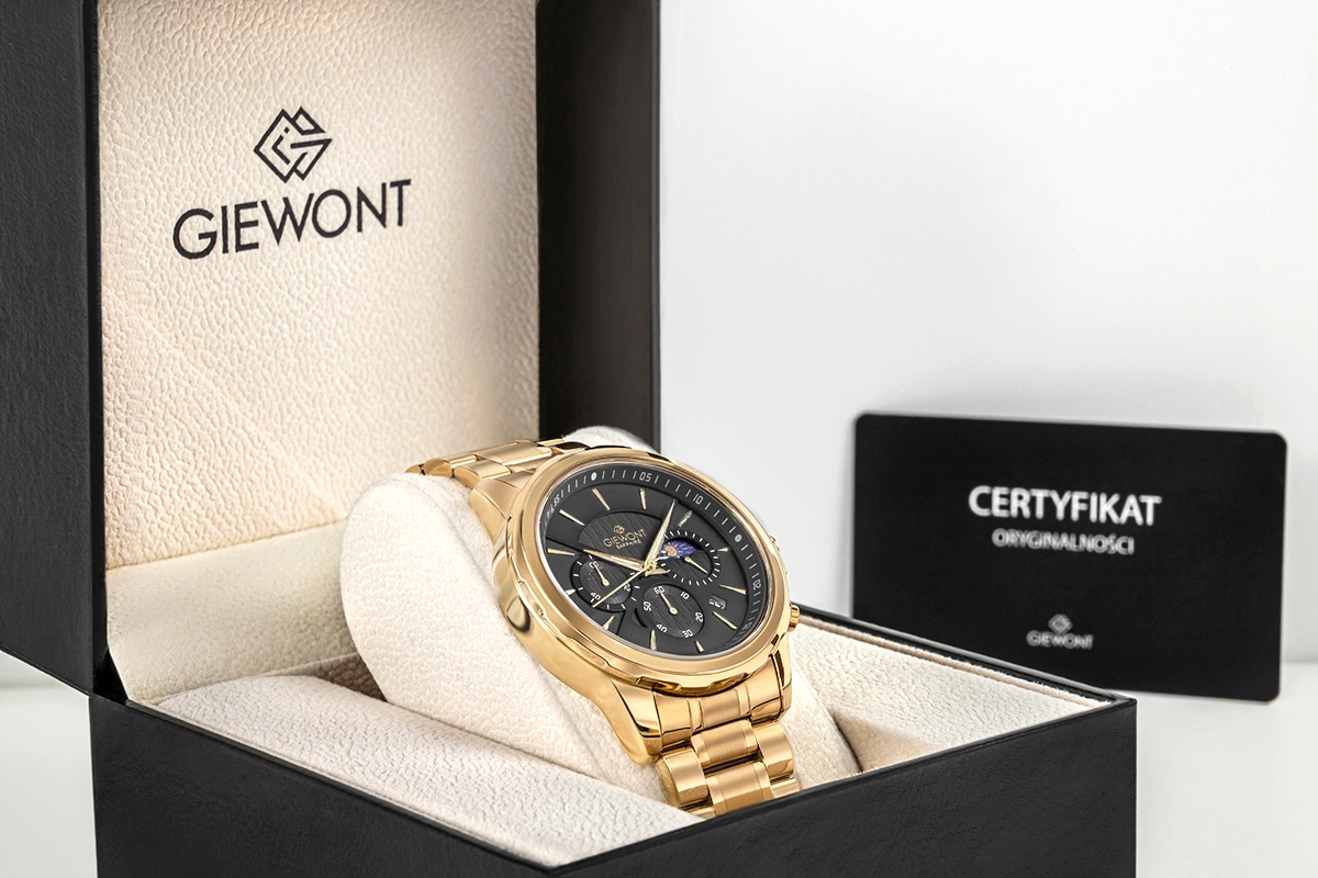 Zegarek Męski Giewont Chronograph Sapphire Złoto Czarny GW9460-B4 - obrazek 7