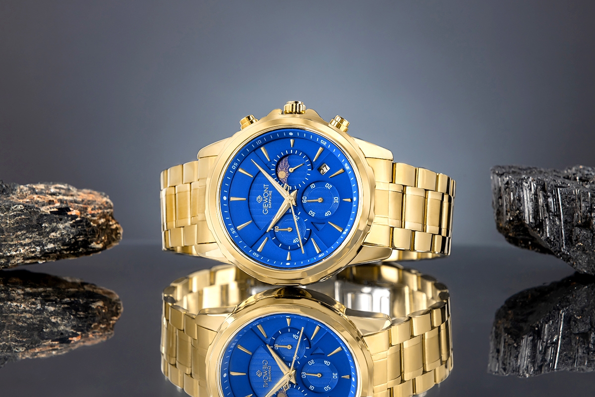 Zegarek Męski Giewont Chronograph Sapphire Złoto Niebieski GW9460-B5 - obrazek 6