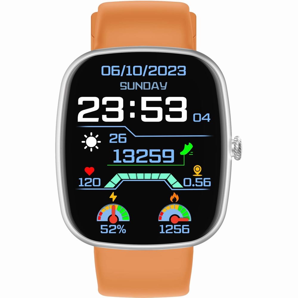 Smartwatch Męski GRAVITY GT18-4 Pomarańczowy Pasek Silikonowy + Czarny Pasek - obrazek 3