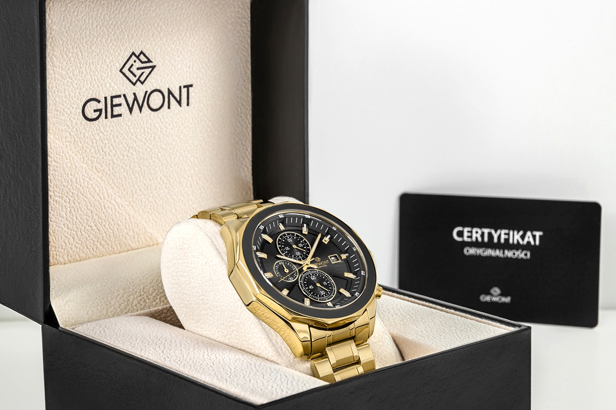 Zegarek Męski Giewont Chronograph Sapphire Złoto Czarny GW7290-B4 - obrazek 7