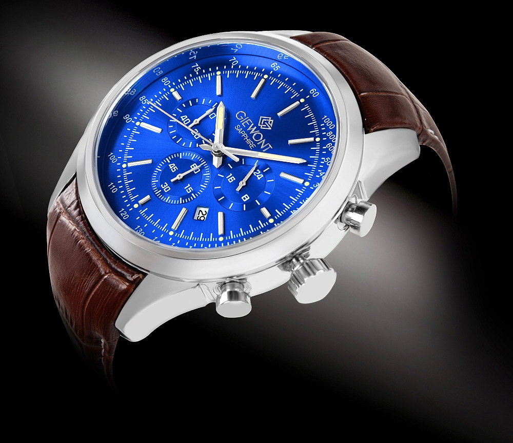 Zegarek Męski Giewont Chronograph Sapphire Srebrno Niebieski GW7650-A5 - obrazek 2