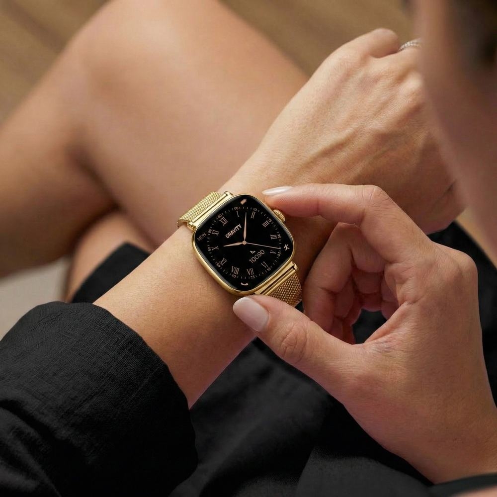 Smartwatch Gravity Złoty Bransoleta + Pasek GT32-1 - obrazek 2