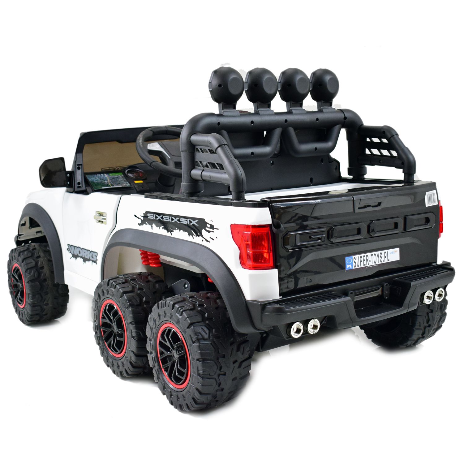 MEGA JEEP WORKS SIX 4X4, 2 X 12V MĘKKIE KOŁA, MIĘKKIE SIEDZENIE/JC003 - obrazek 3