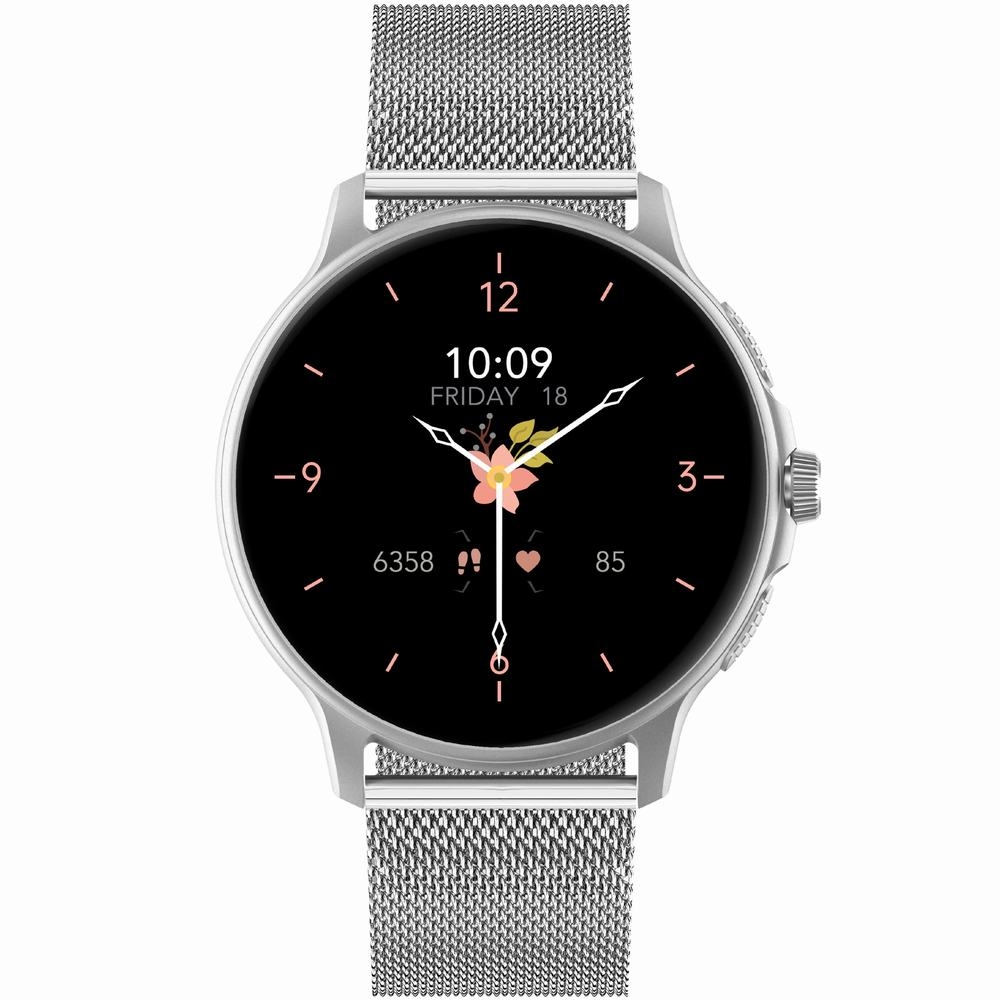 Smartwatch Damski GRAVITY GT12-6 Fioletowy Pasek Silikonowy + Srebrna Bransoleta - obrazek 6