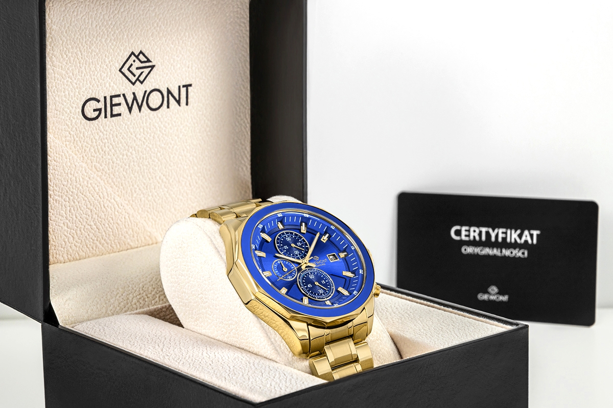 Zegarek Męski Giewont Chronograph Sapphire Złoto Niebieski GW7290-B6 - obrazek 7