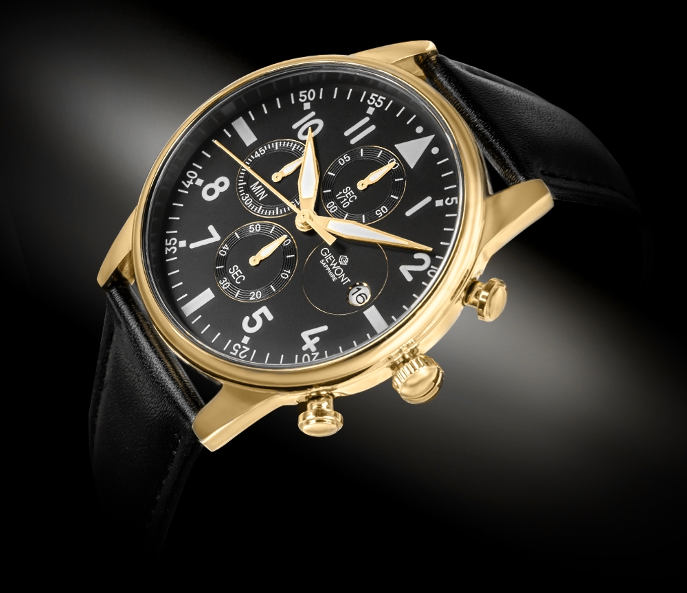 Zegarek Męski Giewont Chronograph Sapphire Czarno Złoty GW5630-A4 - obrazek 2