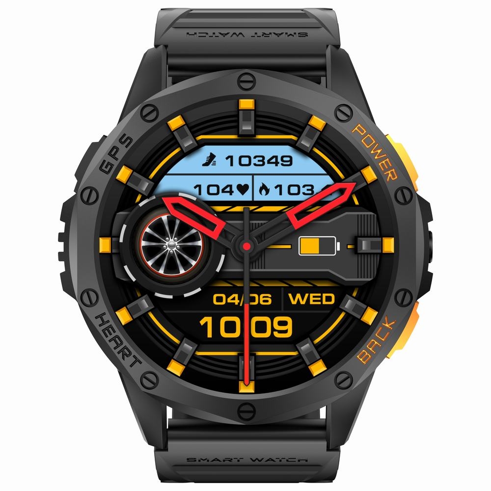 Smartwatch Męski GRAVITY GPS GT24-3 Czarny Pasek Silikonowy + Pomarańczowy Pasek Silikonowy - obrazek 3