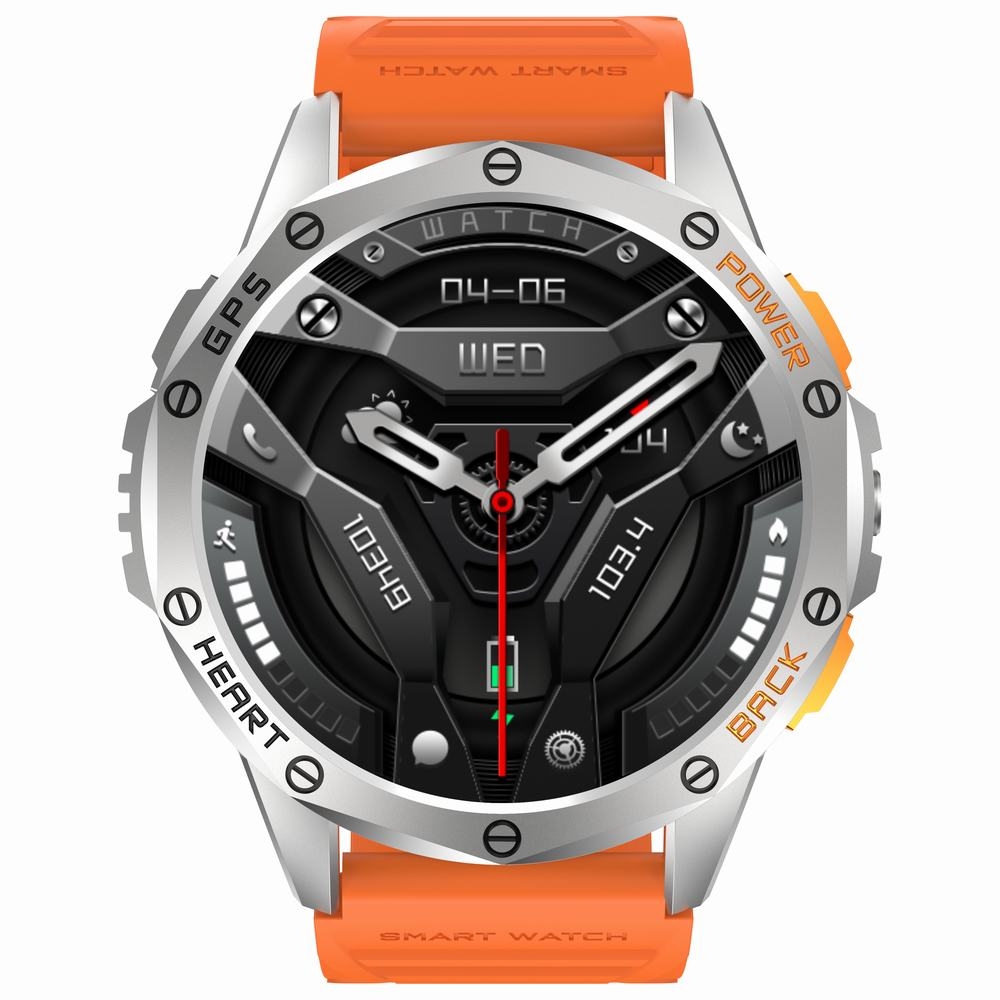 Smartwatch Męski GRAVITY GPS GT24-4 Czarny Pasek Silikonowy + Pomarańczowy Pasek Silikonowy - obrazek 2