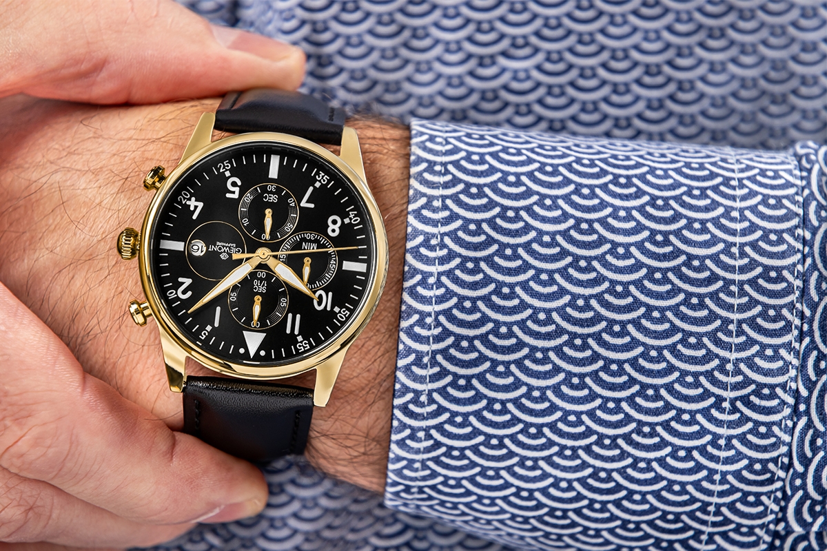 Zegarek Męski Giewont Chronograph Sapphire Czarno Złoty GW5630-A4 - obrazek 4