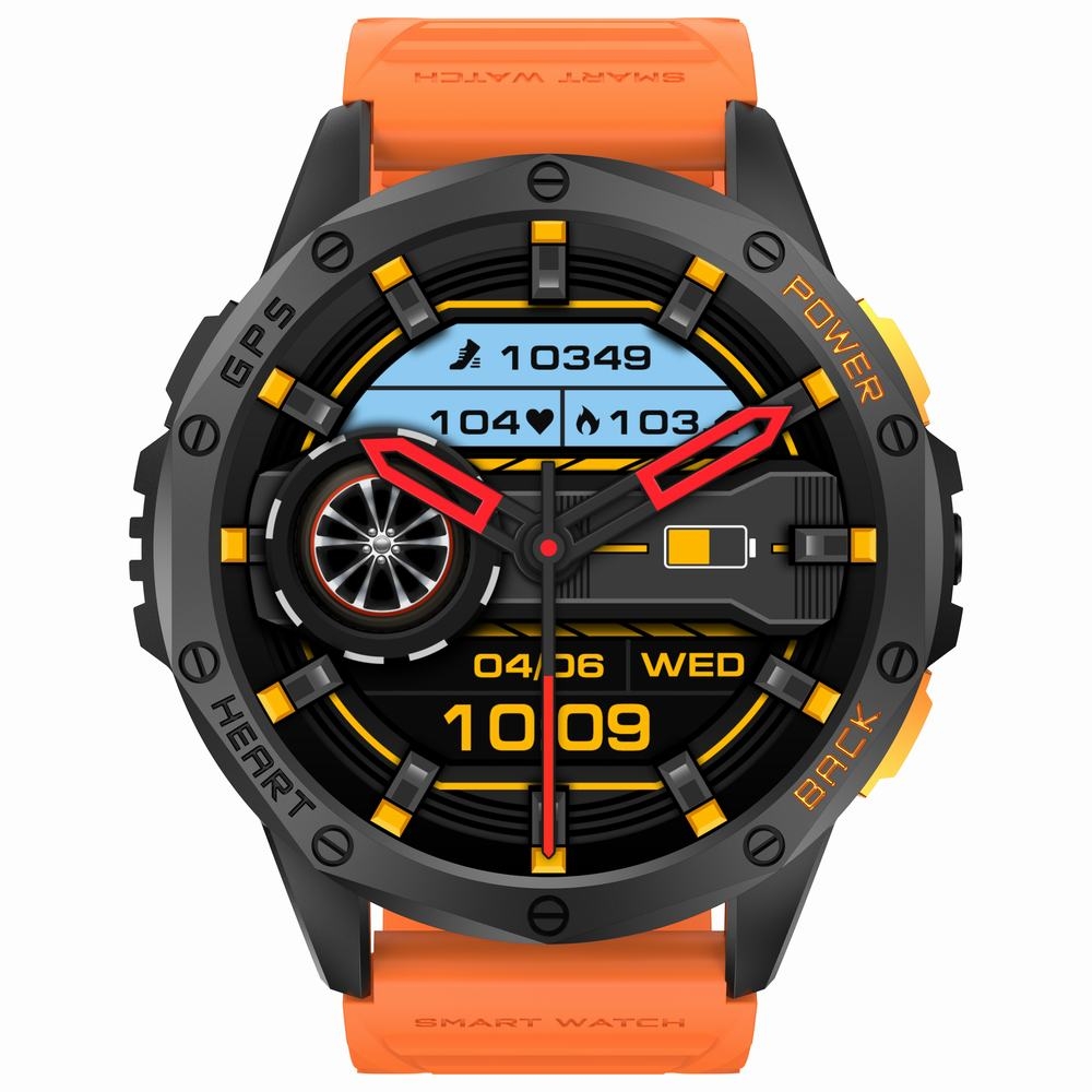 Smartwatch Męski GRAVITY GPS GT24-3 Czarny Pasek Silikonowy + Pomarańczowy Pasek Silikonowy - obrazek 4