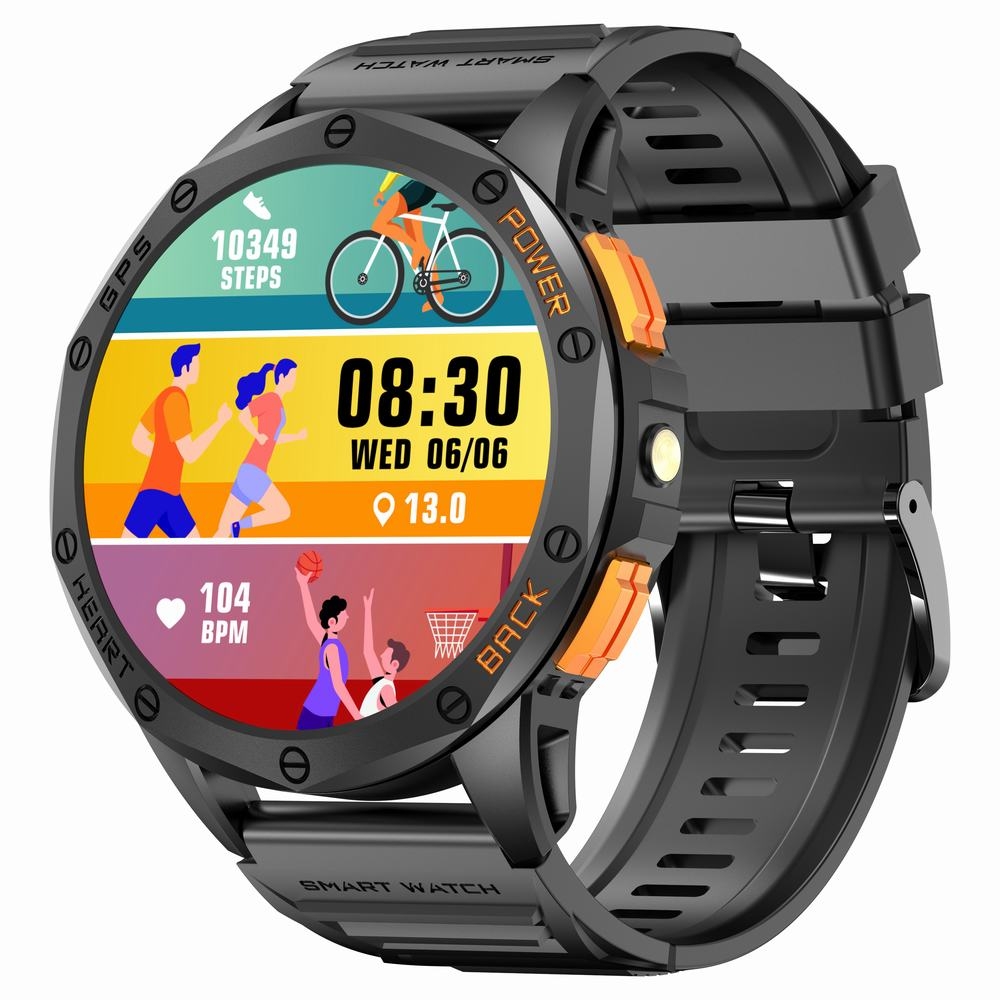 Smartwatch Męski GRAVITY GPS GT24-3 Czarny Pasek Silikonowy + Pomarańczowy Pasek Silikonowy - obrazek 5