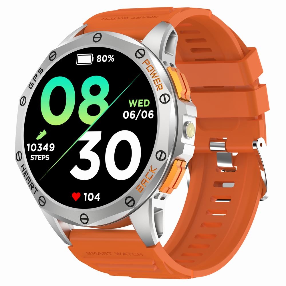 Smartwatch Męski GRAVITY GPS GT24-4 Czarny Pasek Silikonowy + Pomarańczowy Pasek Silikonowy - obrazek 4