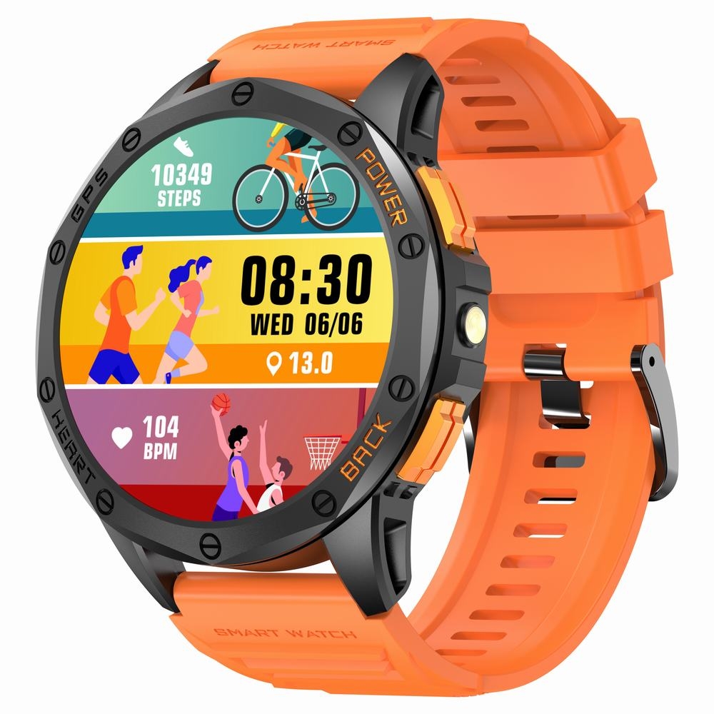 Smartwatch Męski GRAVITY GPS GT24-3 Czarny Pasek Silikonowy + Pomarańczowy Pasek Silikonowy - obrazek 6