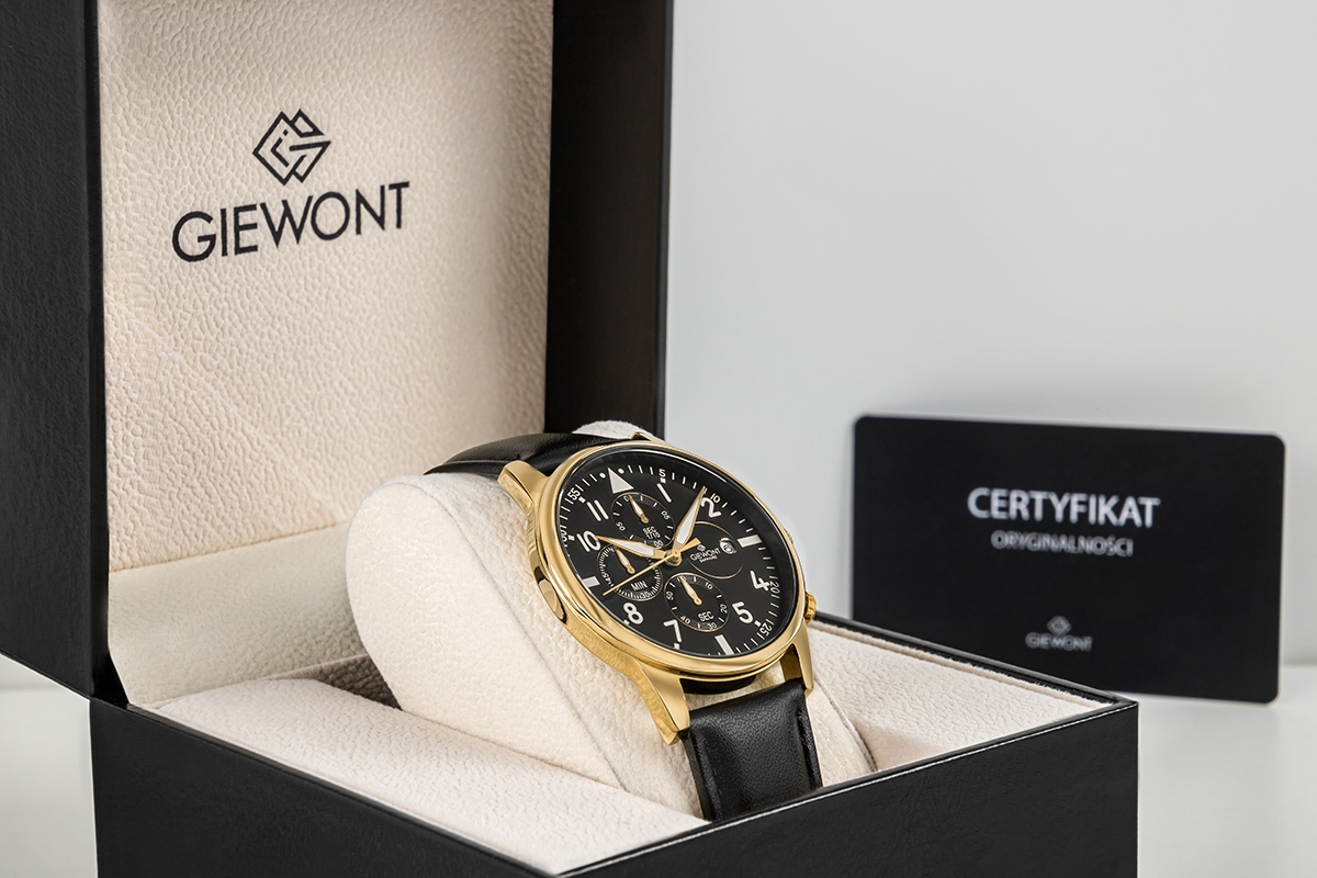 Zegarek Męski Giewont Chronograph Sapphire Czarno Złoty GW5630-A4 - obrazek 7