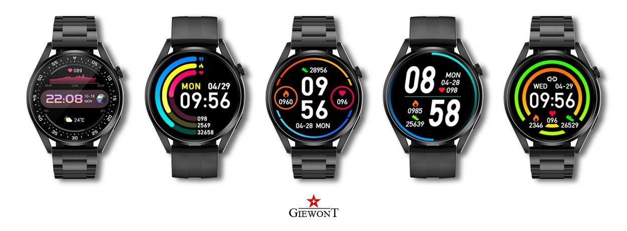 Smartwatch GIEWONT Vertex SmartCall GW450-1 Carbon/Carbon Silikon - obrazek 4