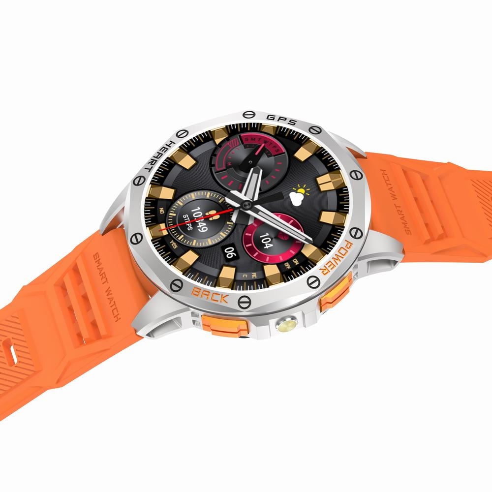 Smartwatch Męski GRAVITY GPS GT24-4 Czarny Pasek Silikonowy + Pomarańczowy Pasek Silikonowy - obrazek 8
