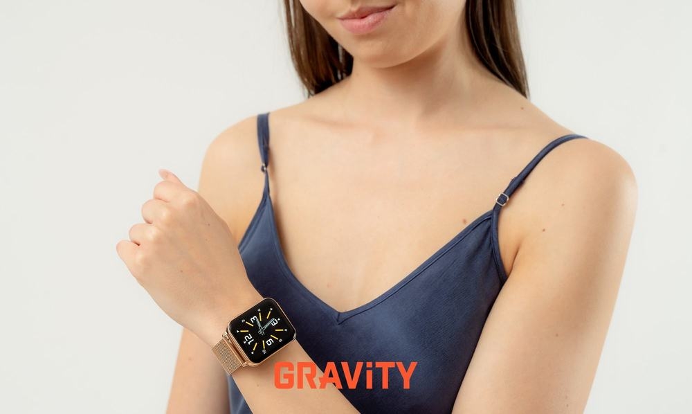 Smartwatch Gravity Różowe Złoto Bordowy 2 Paski GT17-6 - obrazek 2