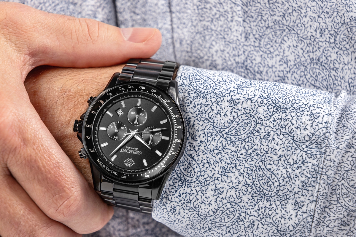 Zegarek Męski Giewont Chronograph Sapphire Czarny GW3520-B1 - obrazek 3