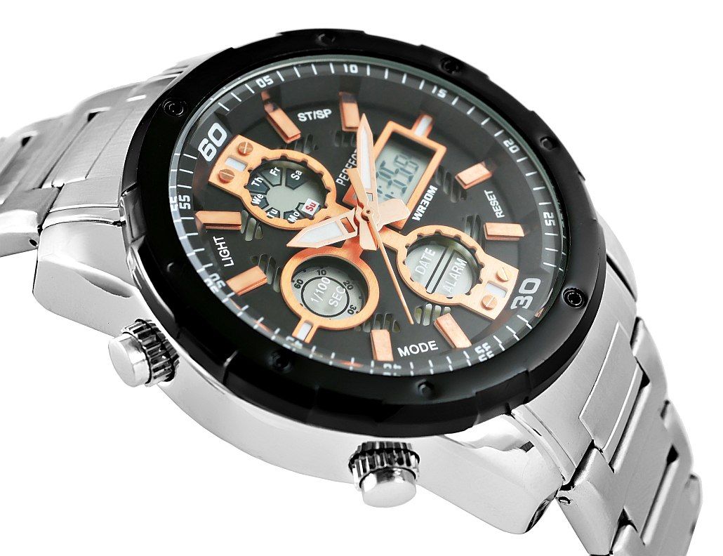Zegarek Męski Perfect A8026B-1 Dual Time Iluminacja i Fluorescencja - obrazek 3