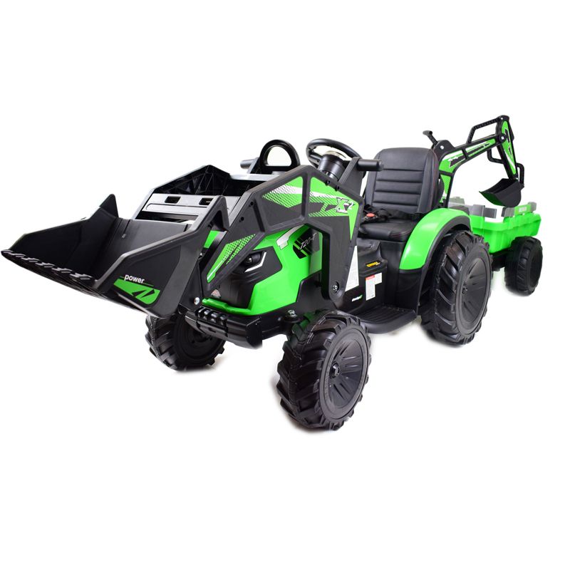 MEGA TRAKTOR Z ŁADOWARKĄ,KOPARKĄ, PRZYCZEPĄ 24 V SUPER-MOC SX-2068-ZIELONY - obrazek 4