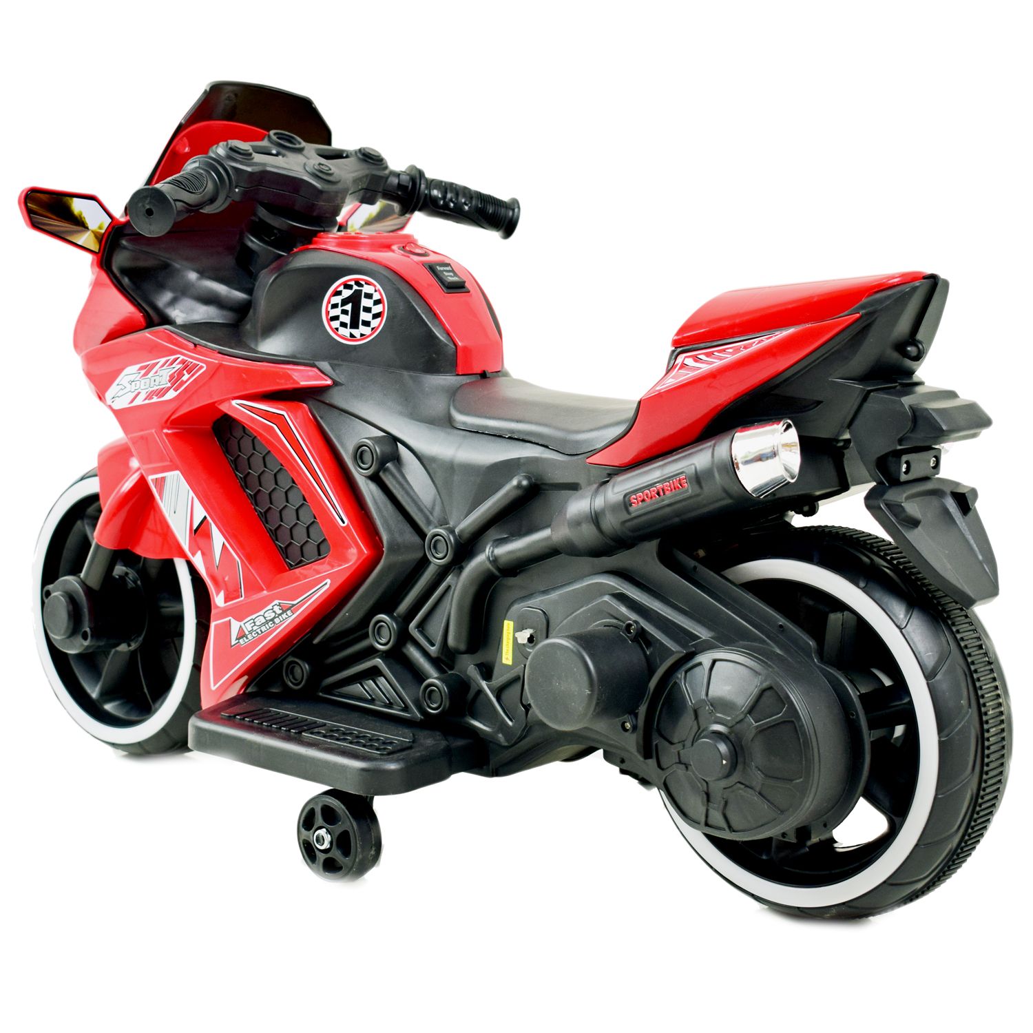 MOTOR ŚCIGACZ SPORT 1 Z OPARCIEM, ŚWIECĄCE KOŁA/, DWA SILNIKI/DM1600 - obrazek 4