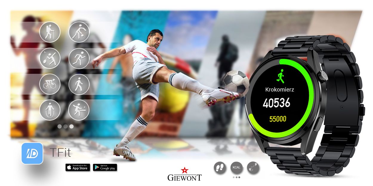 Smartwatch GIEWONT Vertex SmartCall GW450-1 Carbon/Carbon Silikon - obrazek 7