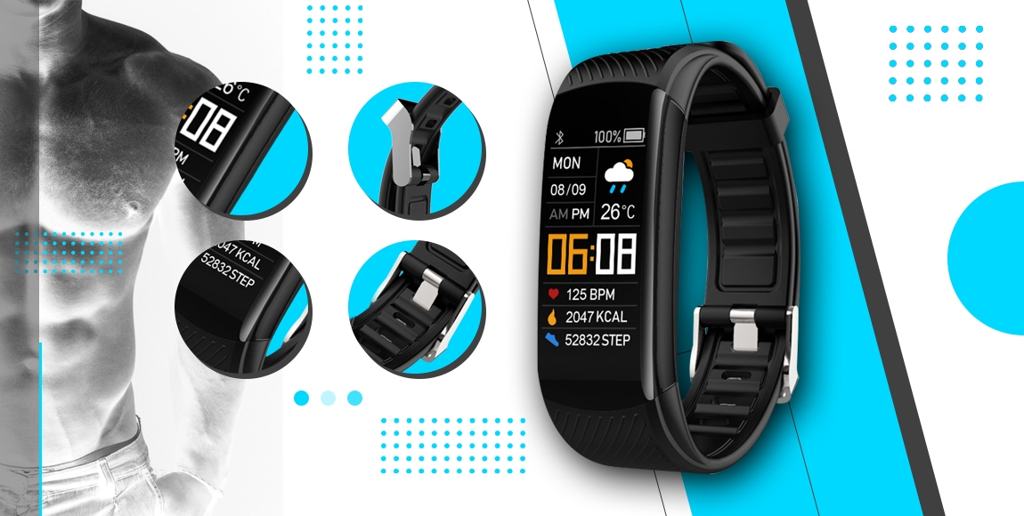Smartwatch GIEWONT Czarno Niebieski 2 Paski GW200-7 - obrazek 2