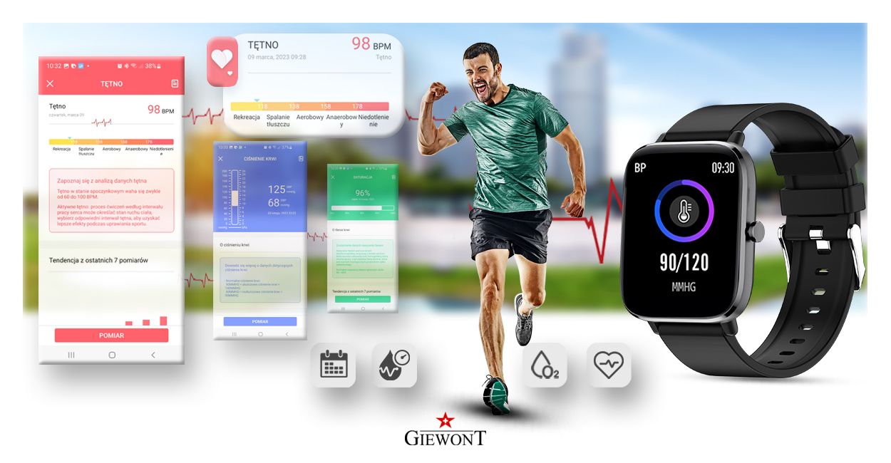Smartwatch Giewont Czarny GW230-2 - obrazek 6
