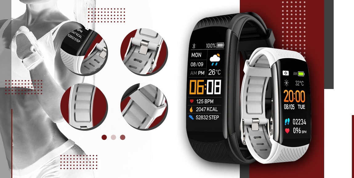 Smartwatch GIEWONT Czarno Biały 2 Paski GW200-2 - obrazek 3