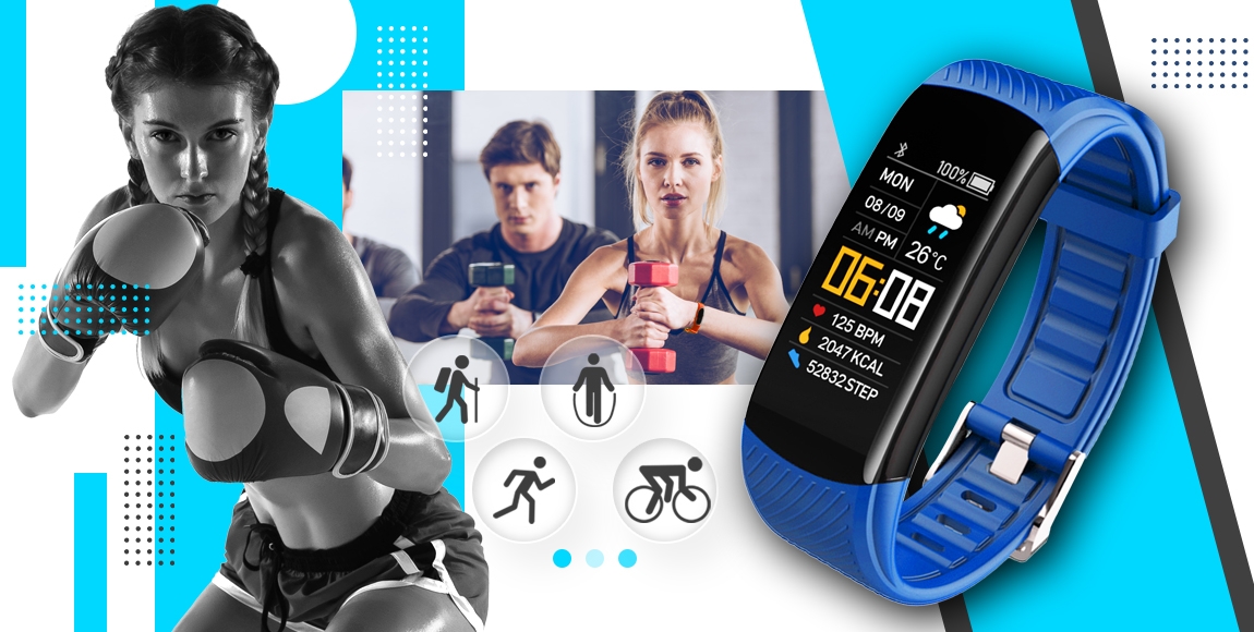 Smartwatch GIEWONT Czarno Niebieski 2 Paski GW200-7 - obrazek 5