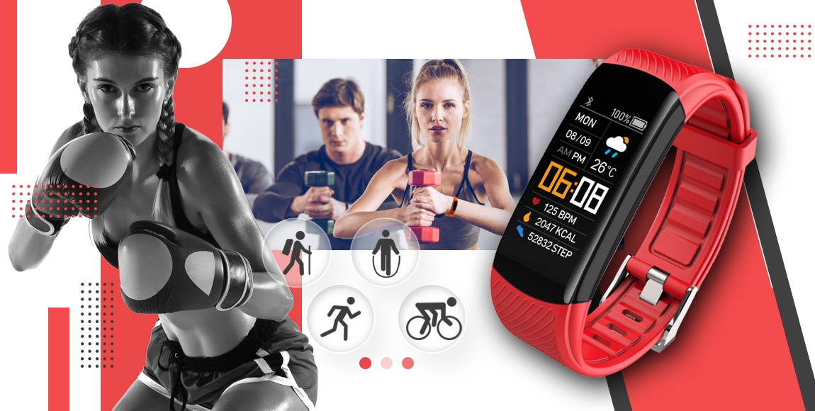 Smartwatch GIEWONT Czarno Czerwony 2 Paski GW200-1 - obrazek 5