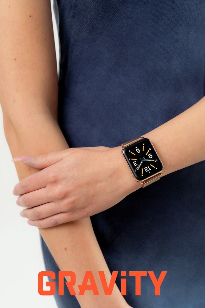 Smartwatch Gravity Różowe Złoto Bordowy 2 Paski GT17-6 - obrazek 3