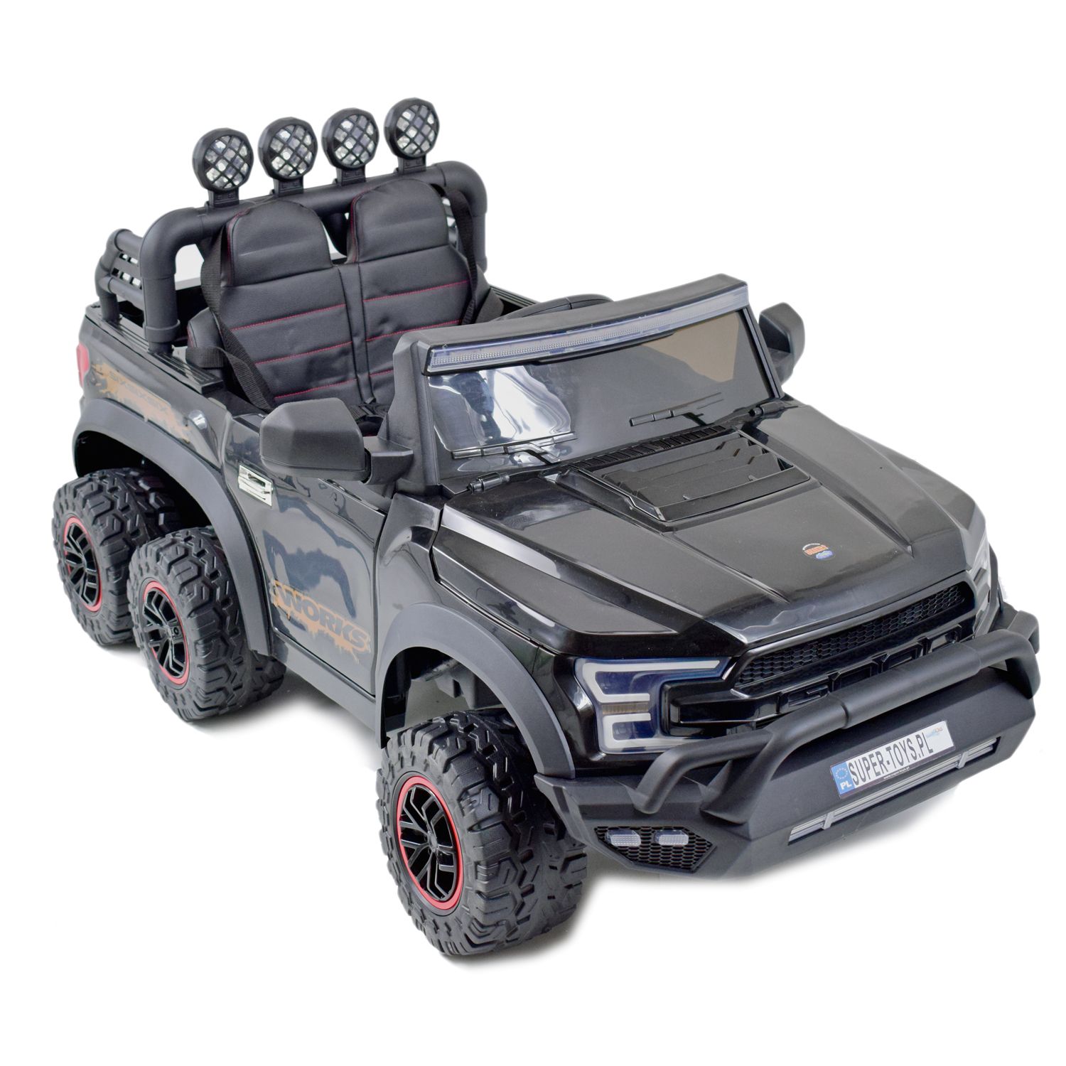 MEGA JEEP WORKS SIX 4X4, 2 X 12V MĘKKIE KOŁA, MIĘKKIE SIEDZENIE/JC003 - obrazek 13