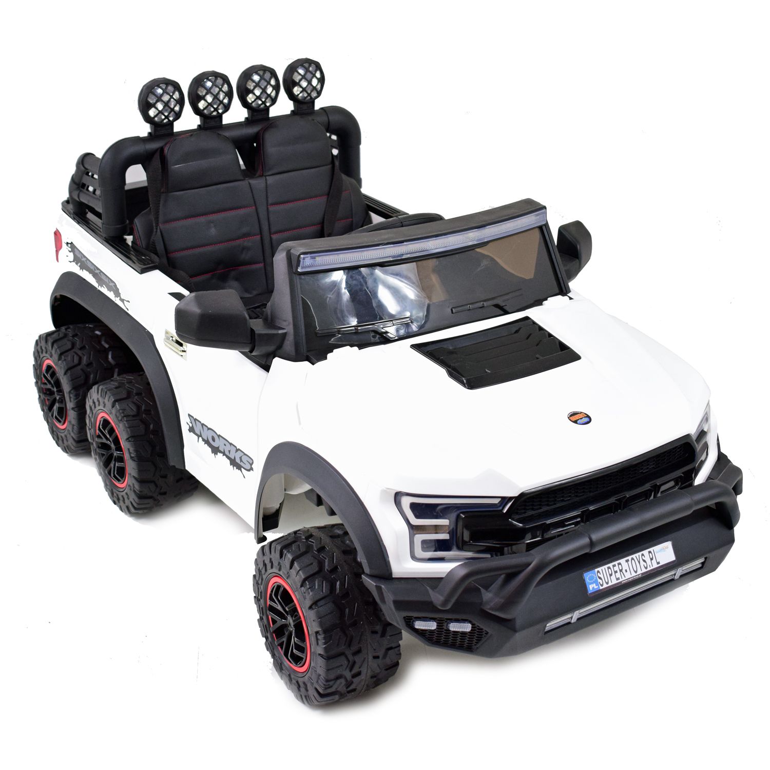 MEGA JEEP WORKS SIX 4X4, 2 X 12V MĘKKIE KOŁA, MIĘKKIE SIEDZENIE/JC003 - obrazek 5